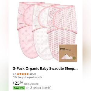 Pink Baby Swaddle Wraps With Velcro